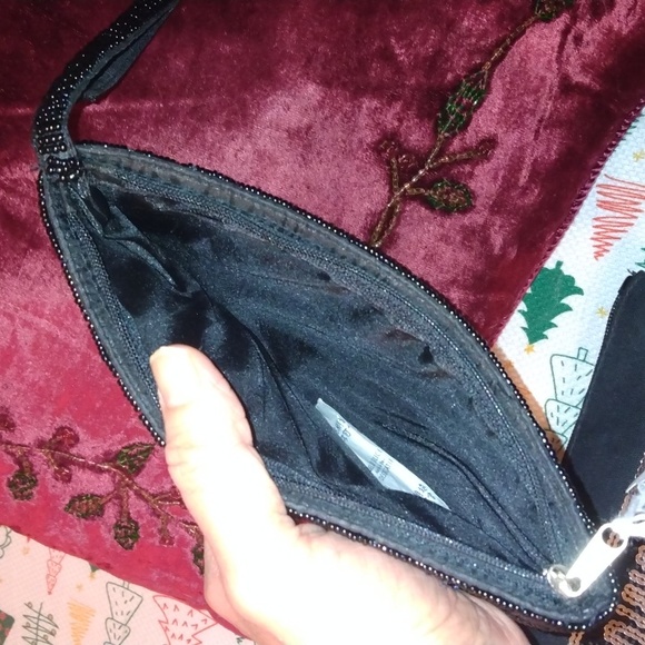 Victoria Secret two silver sequin cosmetic bags+ New beaded wristlet bag - Picture 16 of 17